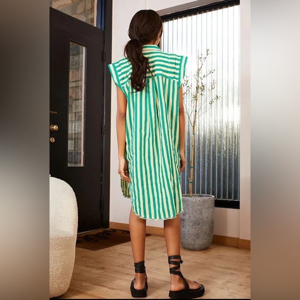 We The Free Half Moon Striped Tunic size small Coastal Resortwear 100% Cotton - Picture 2 of 10